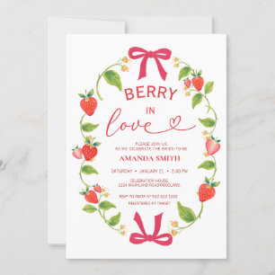Invitación Ducha de Novia Lazo Rojo de Verano con Bayas Enamo