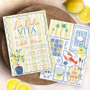 Invitación Ducha de novia Lemon Blue La Dolce Vita