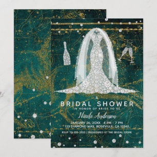 Invitación Ducha de Novia Leo Julio Agosto Glam Diamante