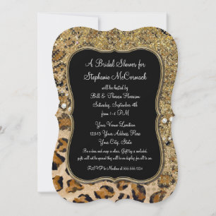 Invitación Ducha de novia Leopardo de oro natural Personaliza