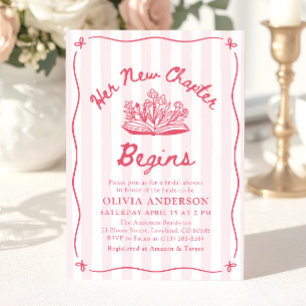 Invitación Ducha de Novia Libro Dibujado a Mano Su Nuevo Capí