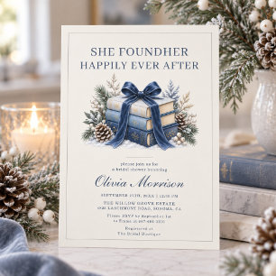 Invitación Ducha de Novia Libros de Invierno Felices para Sie