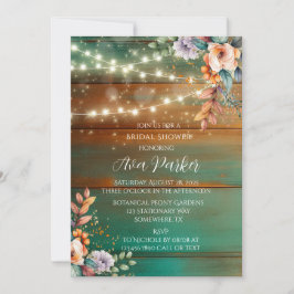 Invitación Ducha de novia ligera de peones de madera de cobre