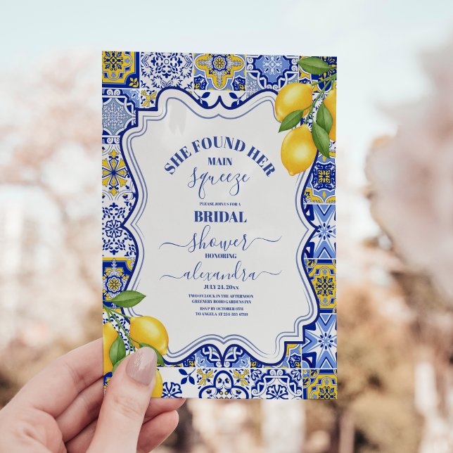 Invitación Ducha de novia limón Encontró su apriete principal (Subido por el creador)