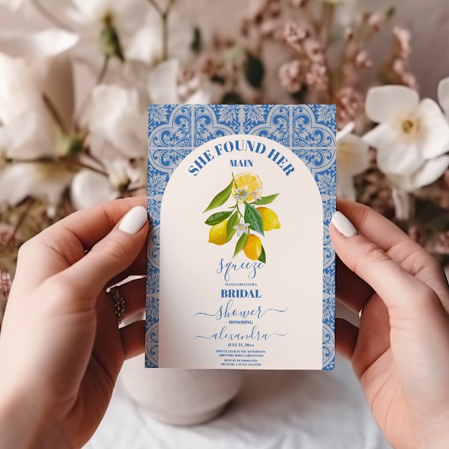 Invitación Ducha de novia limón Encontró su apriete principal (Subido por el creador)
