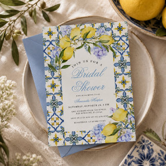 Invitación Ducha de Novia Limón Mediterráneo Costa Amalfi
