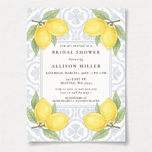Invitación Ducha de Novia Limones Azules Mediterráneos Sicili