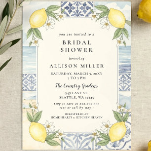 Invitación Ducha de Novia Limones Azules Mediterráneos Sicili