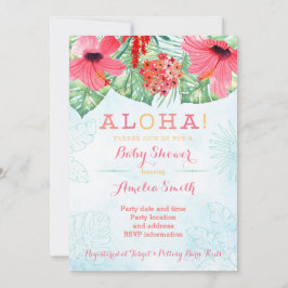 Invitación Ducha de novia Luau, ducha de bebé hawaii, tropica