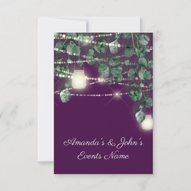 Invitación Ducha de Novia Luces Frascos Ciruela Madera Rústic (Reverso)