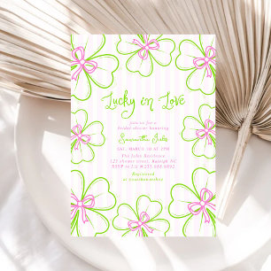 Invitación Ducha de Novia Lucky in Love Rosa Verde Trébol