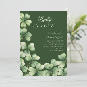 Invitación Ducha de Novia Lucky in Love Verde Trébol de Cuatr