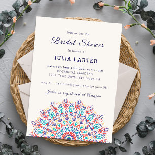 Invitación Ducha de Novia Mandala de Hierba de Pampas de Plum