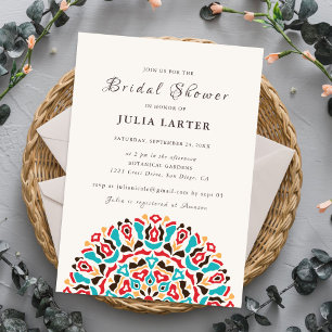 Invitación Ducha de Novia Mandala Floral Turquesa Ágata
