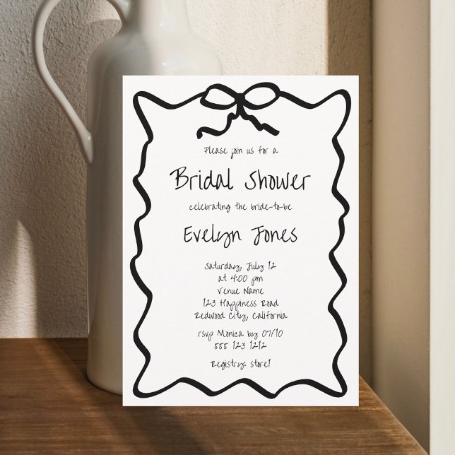 Invitación Ducha de novia manuscrita Bow (Subido por el creador)