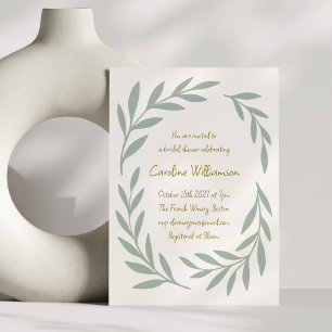 Invitación Ducha de novia manuscrita verde sabio