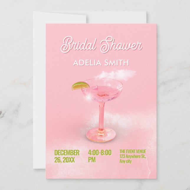 Invitación Ducha de novia margarita de cóctel de melocotón ro (Anverso)