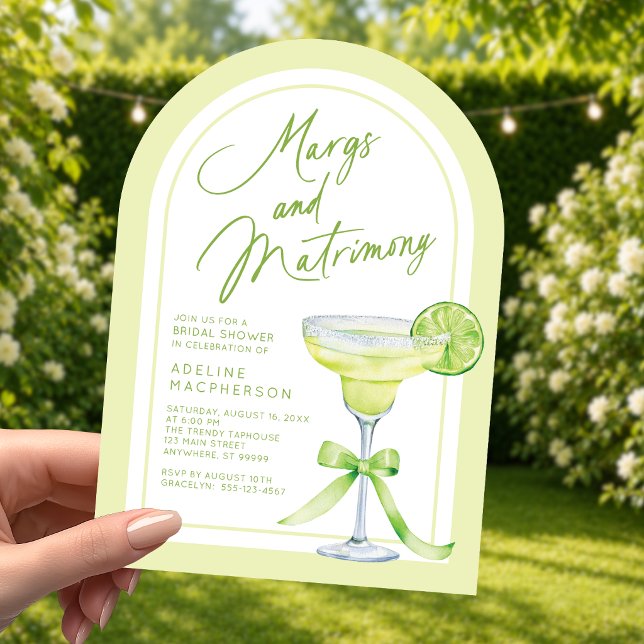 Invitación Ducha de Novia Margs y Matrimonio (Shown on a 5" x 7" invitation with Arch Corner Style)