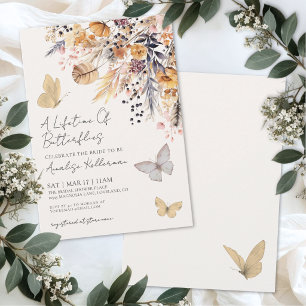 Invitación Ducha de Novia Mariposa Rústica Flor Silvestre