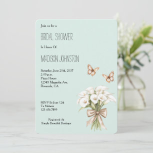 Invitación Ducha de Novia Mariposas Florales Lirio de Calla M