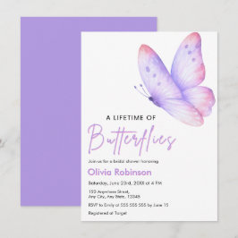 Invitación Ducha de Novia Mariposas Rosadas Púrpura Me Dan Ma