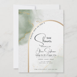 Invitación Ducha de Novia | Mármol Abstracto Verde Claro Sile