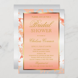 Invitación Ducha de novia - Mármol, blanco y oro