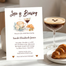 Ducha de Novia Martini de Espresso Café Acuarela