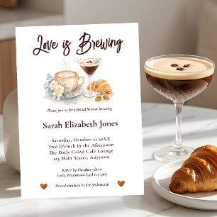 Invitación Ducha de Novia Martini de Espresso Café Acuarela