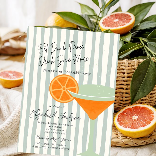 Invitación Ducha de Novia Martini Green Stripes (Subido por el creador)