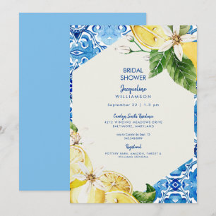 Invitación Ducha de Novia Mediterránea Azul Moderna