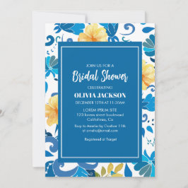 Invitación Ducha de novia mediterránea azul y amarilla