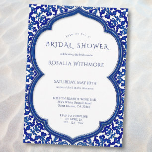 Invitación Ducha de Novia Mediterránea de Baldosas Azules