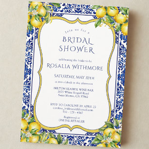 Invitación Ducha de Novia Mediterránea Limón con Azulejos Azu