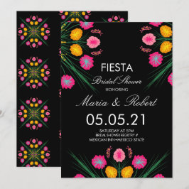 Invitación Ducha de Novia Mexicana Dibujada a Mano Floral Ros