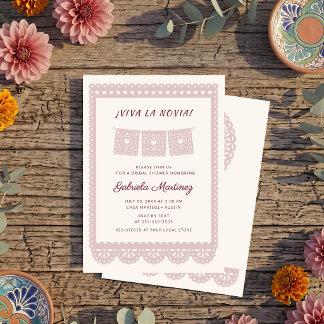Invitación Ducha de Novia Mexicana Dusty Rose Viva la Novia