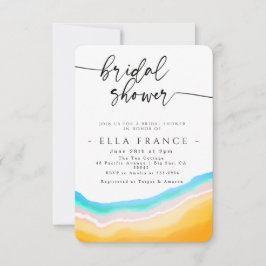 Invitación Ducha de Novia Minimalista Acuarela Oceánica