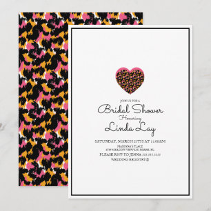 Invitación Ducha de Novia Minimalista Animal Gato Guepardo Sa