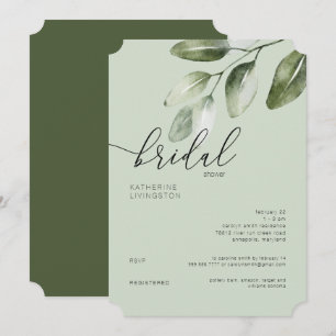 Invitación Ducha de Novia Minimalista con Luz Moderna Salvia