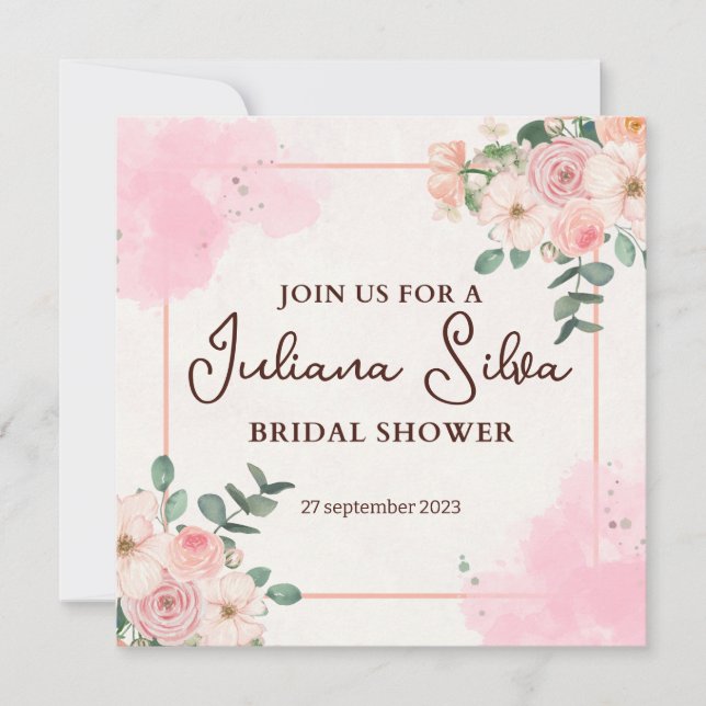 Invitación Ducha de novia Minimalista crema (Anverso)