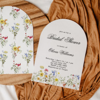 Invitación Ducha de Novia Minimalista de Flores Silvestres