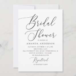 Invitación Ducha de novia minimalista | Elegante negro y blan