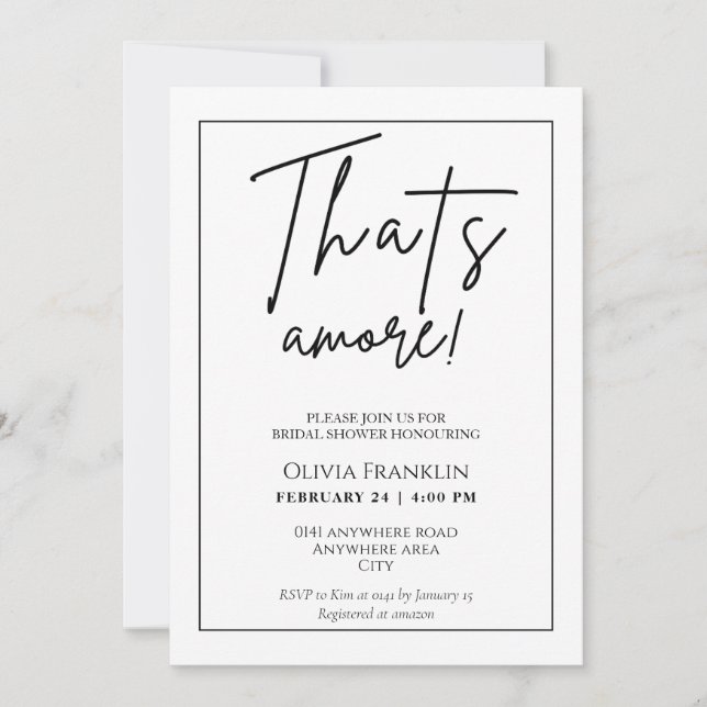 Invitación Ducha de novia minimalista italiana (Anverso)