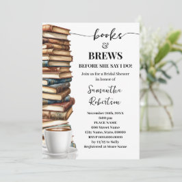 Invitación Ducha de novia Minimalista Libros y Café