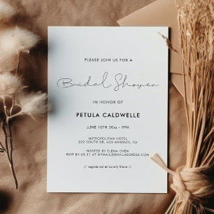 Invitación Ducha de novia minimalista manuscrita