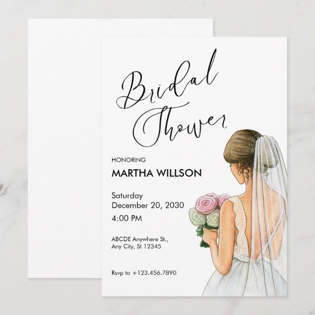 Invitación Ducha de novia minimalista moderna (Anverso / Reverso)