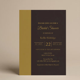 Invitación Ducha de Novia Minimalista Moderna Barra de Oro