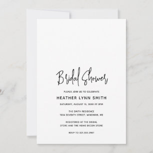 Invitación Ducha de novia minimalista moderna en blanco y neg
