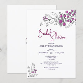 Invitación Ducha de novia Minimalista morada deja Berries