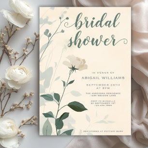 Invitación Ducha de novia minimalista Sage Green Floral Vinta